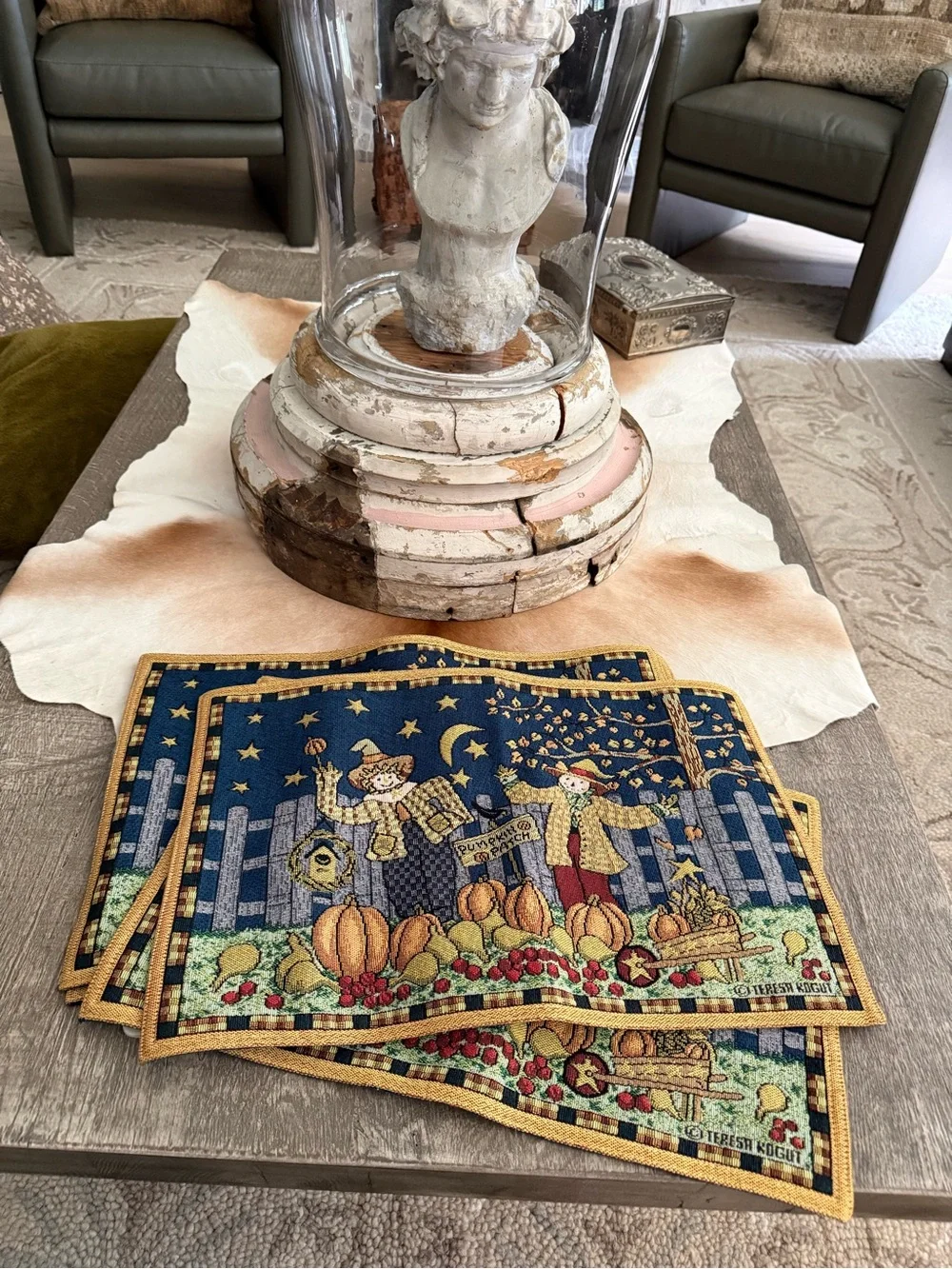 Teresa Kogut Autumn Harvest Decorative Placemats Set of 4 Pumpkin Patch